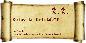 Kolovits Kristóf névjegykártya